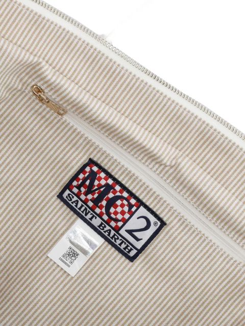 MC2 Saint Barth medium logo-embroidered ruffled tote bag - White