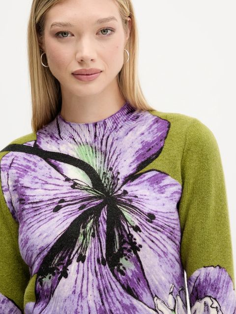 Desigual sweter ORQUIDEA LACROIX damski kolor fioletowy lekki 25WWJF42