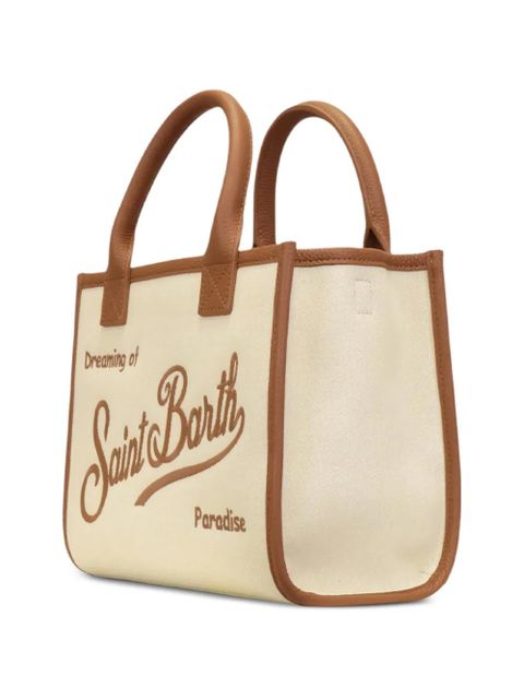 MC2 Saint Barth mini Vanity logo-embroidered canvas tote bag - Neutrals