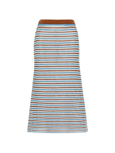 Marni striped crochet A-line skirt - White