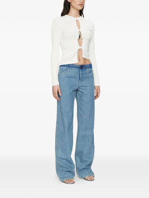 Christopher Esber crystal pendant open twist long sleeve top - Blue