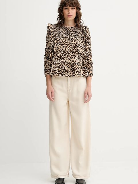 MUNTHE bluzka CRISP damska kolor beżowy wzorzysta 252101225222 - zdjęcie produktu nr 2