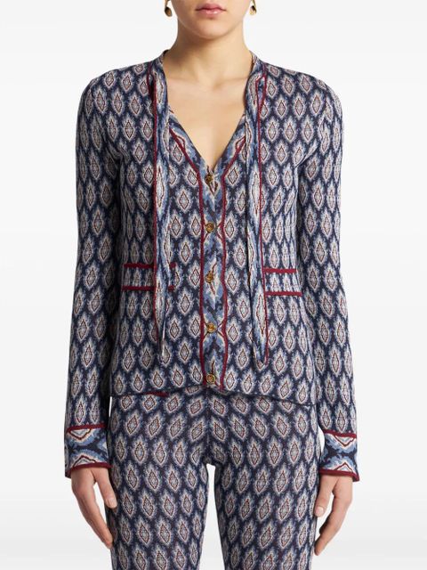 ETRO bow-detail jacquard cardigan - Blue