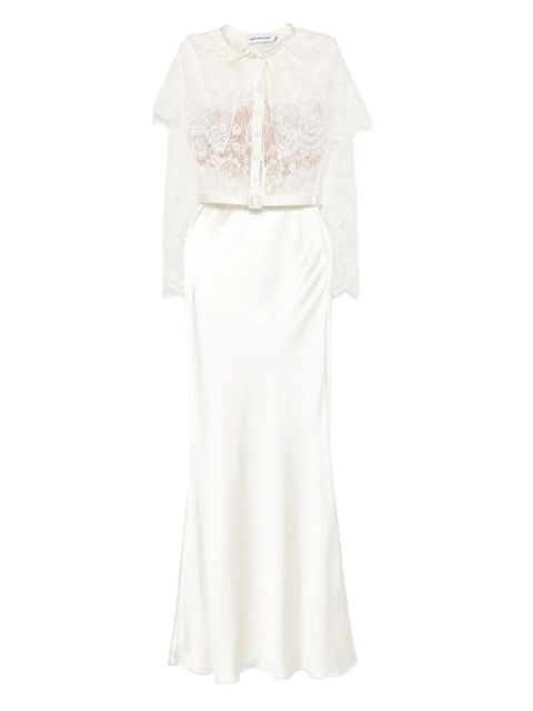 Self-Portrait lace-panel satin maxi dress - White - zdjęcie produktu nr 1