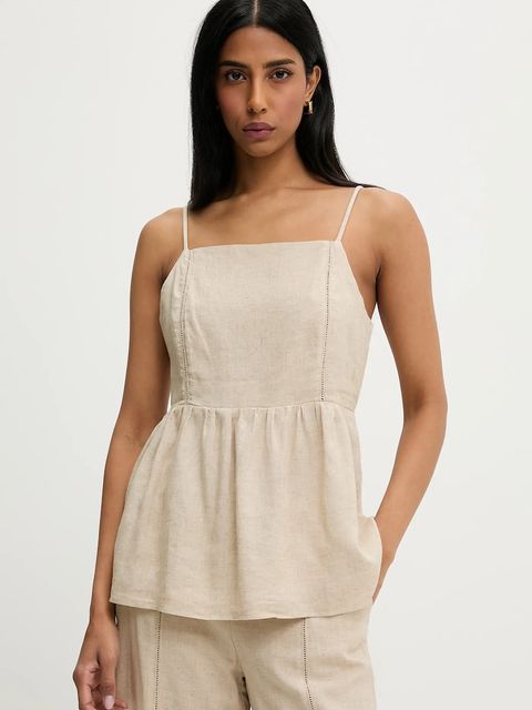 Answear.LAB komplet z lnem damski kolor beżowy