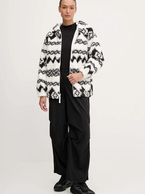 Columbia bluza polarowa Rare Escape kolor biały z kapturem wzorzysta 2135371