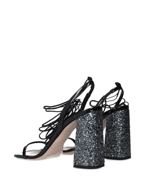 Miu Miu glitter-heel lace-up sandals - Black