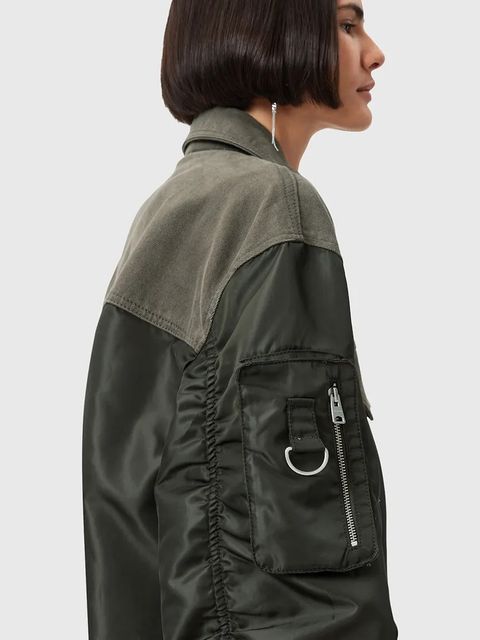 AllSaints kurtka bomber VERITY kolor zielony przejściowa oversize W024OD - zdjęcie produktu nr 2