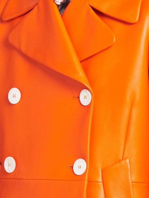 Prada double-breasted leather coat - Orange - zdjęcie produktu nr 2