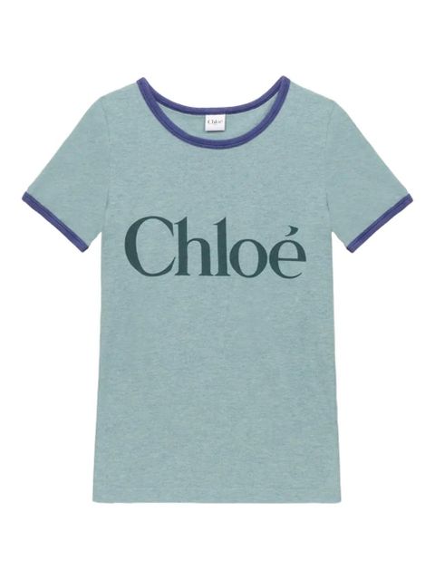 Chloé logo-print round-neck T-shirt - Blue - zdjęcie produktu nr 1
