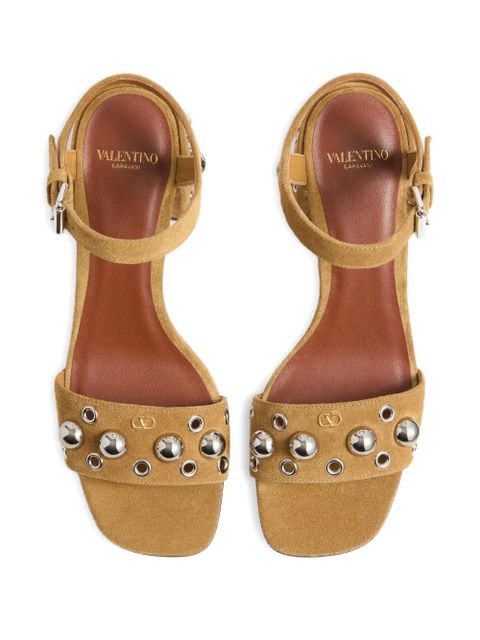 Valentino Garavani 60mm Nellcôte ball-studs leather sandals - Brown