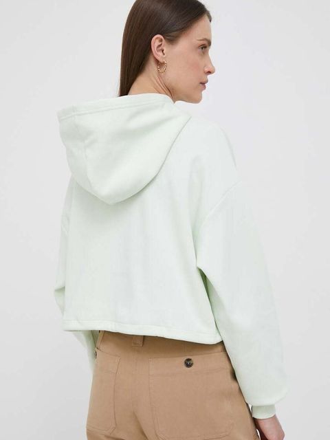 Calvin Klein Jeans bluza damska kolor zielony z kapturem z nadrukiem