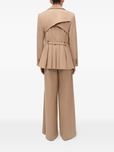 Simkhai notched collar pleated blazer - Brown