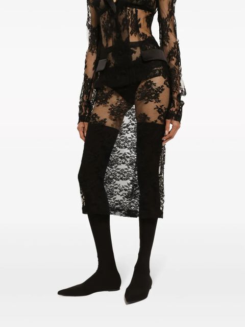 Dolce & Gabbana tulle sheer midi skirt - Black