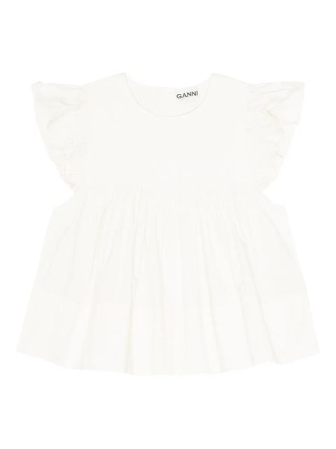 GANNI ruffle-detail top - White - zdjęcie produktu nr 1