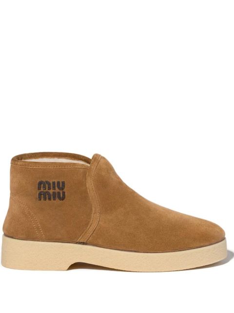Miu Miu logo-lettering boots - Brown - zdjęcie produktu nr 1