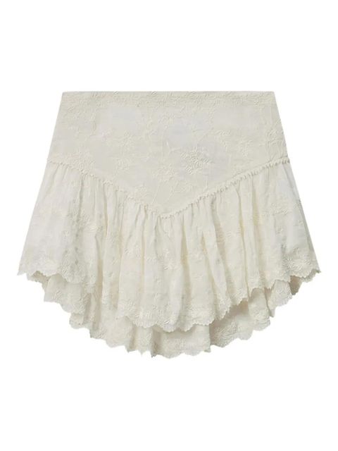 ISABEL MARANT x Zoelia embroidered ruffled shorts - Neutrals - zdjęcie produktu nr 1