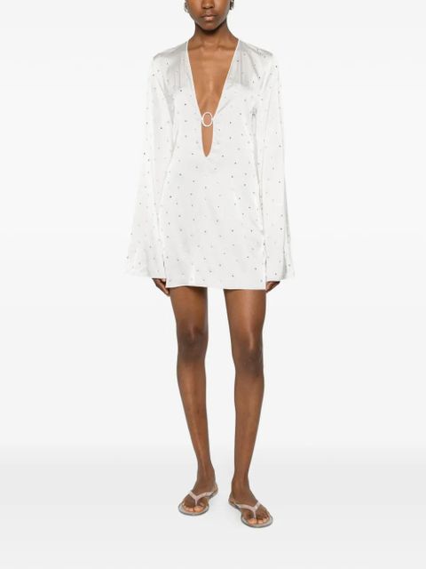 Oséree crystal-embellished ring-detail mini dress - White - zdjęcie produktu nr 2