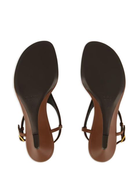 Saint Laurent 40mm Cassandre-plaque leather sandals - Brown