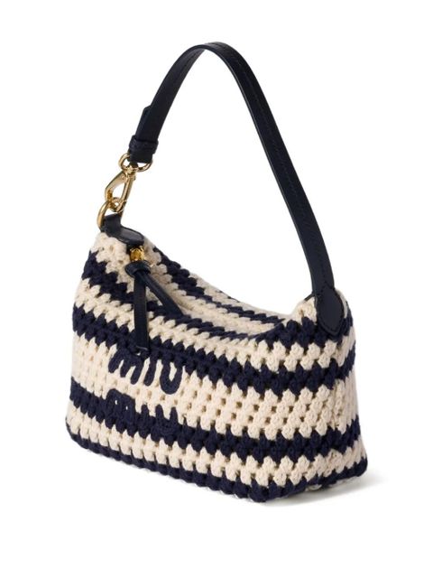 Miu Miu striped crochet shoulder bag - Blue