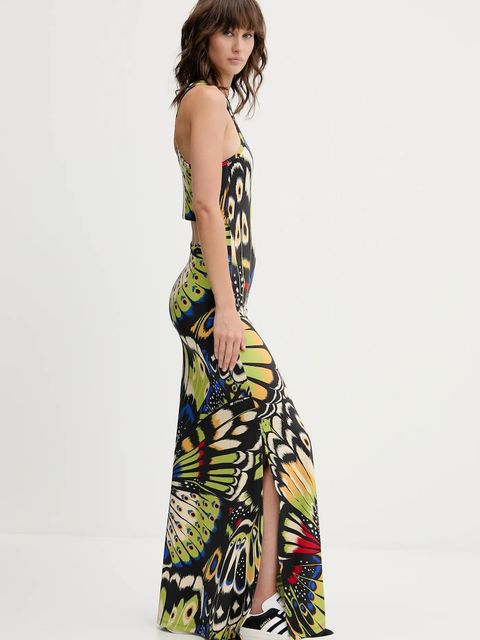 adidas sukienka x Farm Rio kolor zielony maxi dopasowana JL8610