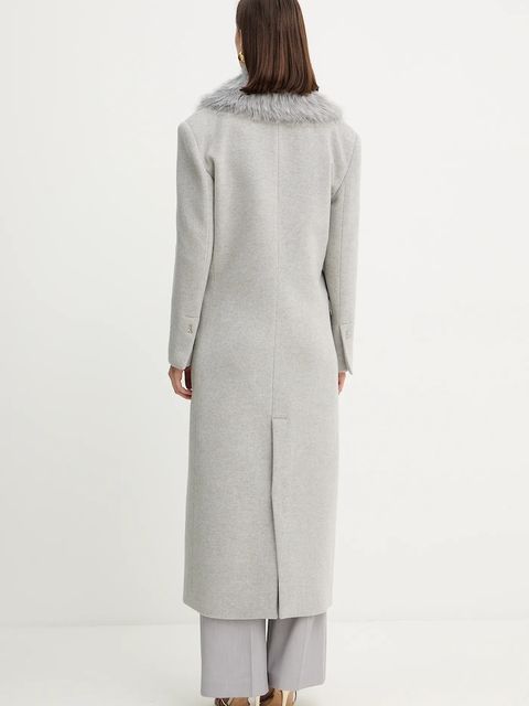 Patrizia Pepe płaszcz z dodatkiem wełny kolor szary 2O0212 A512