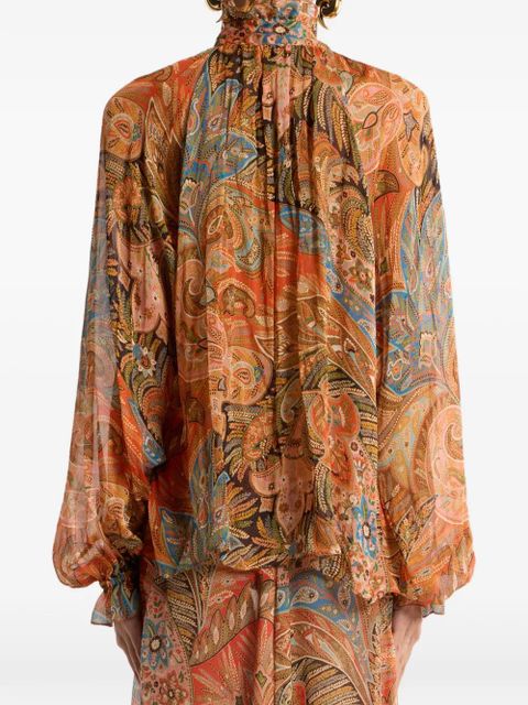 ETRO ruffled paisley-motif shirt - Orange