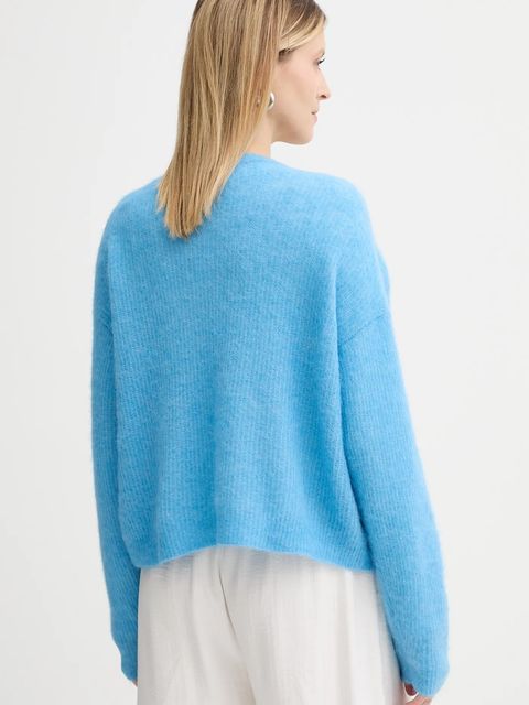 American Vintage kardigan wełniany damski kolor niebieski lekki NEN19A