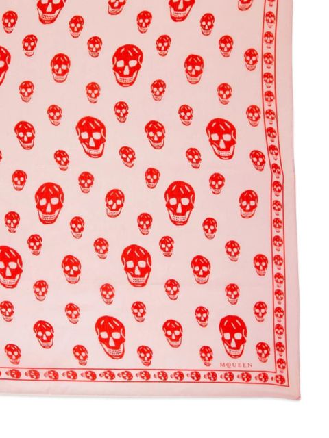 Alexander McQueen skull-print silk scarf - Pink
