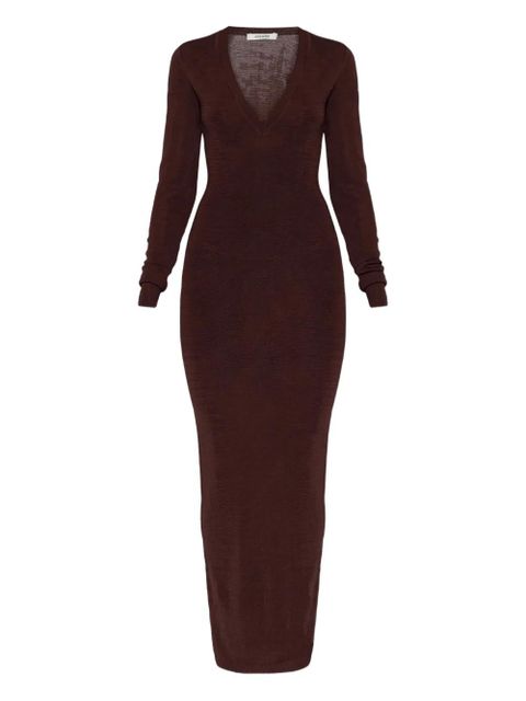 ENTIRE STUDIOS v-neck long-sleeve midi dress - Brown - zdjęcie produktu nr 1