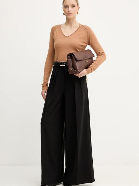 Simona Corsellini spodnie damskie kolor czarny proste high waist A25CPPA00301 - zdjęcie produktu nr 2