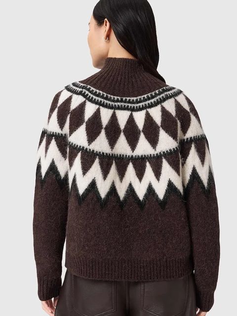 AllSaints sweter z dodatkiem wełny TARA damski kolor brązowy ciepły z golfem W086KB