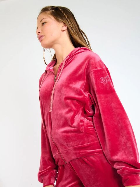 Banana Moon bluza Seachic damska kolor różowy z kapturem gładka IVY.SEACHIC