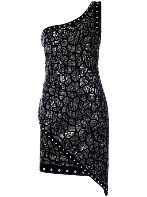 Balmain studded one-shoulder mini dress - Black - zdjęcie produktu nr 1