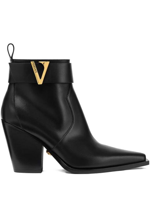 Versace leather V-buckle boots - Black - zdjęcie produktu nr 1