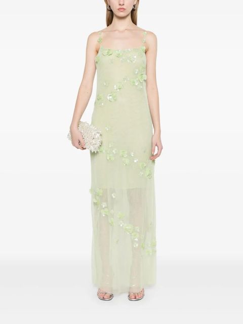 Blumarine embroidered tulle maxi dress - Green