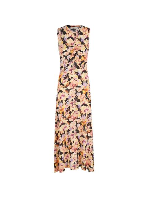 Ulla Johnson Lina floral-print ruched midi dress - Black - zdjęcie produktu nr 1