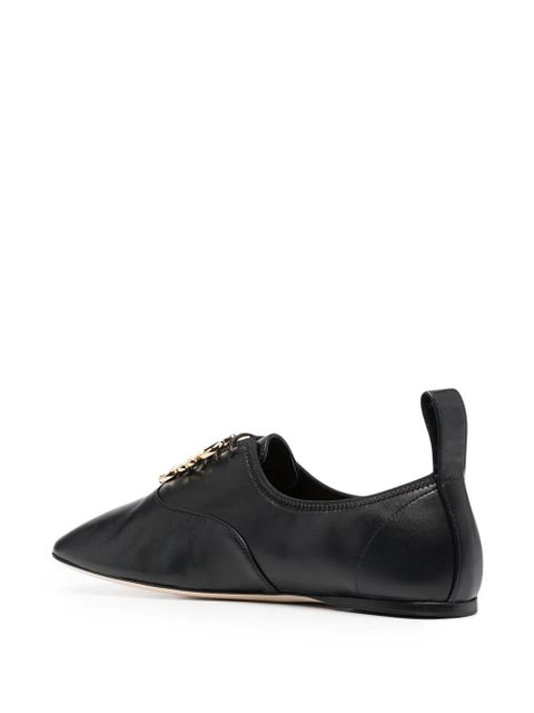 LOEWE logo-plaque leather ballet shoes - Black