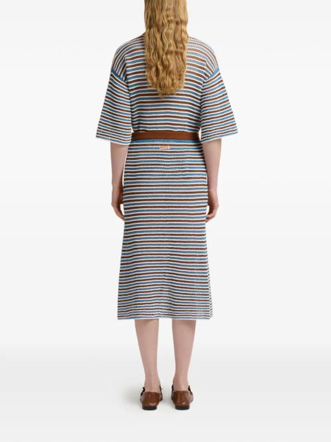 Marni striped crochet A-line skirt - White