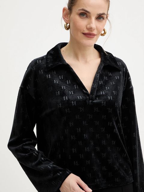 Karl Lagerfeld bluza damska kolor czarny A4W44007