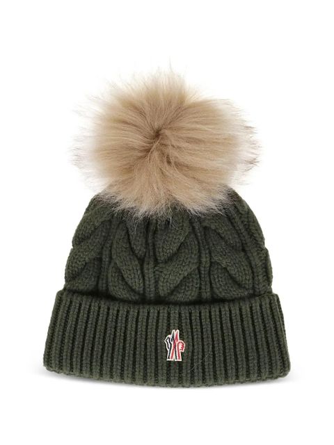 Moncler Grenoble cable-knit pompom beanie hat - Green - zdjęcie produktu nr 1