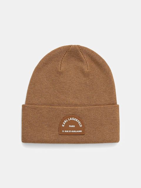 Karl Lagerfeld czapka z domieszką wełny K/RSG kolor brązowy A4W33107 - zdjęcie produktu nr 1