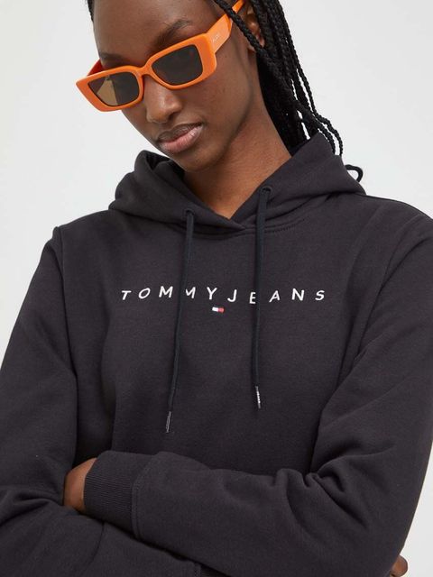 Tommy Jeans bluza damska kolor czarny z kapturem DW0DW17324