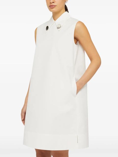 Jil Sander straight-point collar cotton-blend dress - White