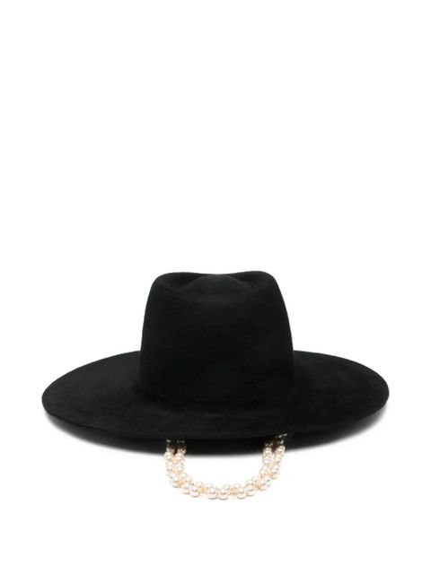 Ruslan Baginskiy faux-pearls embellished fedora hat - Black - zdjęcie produktu nr 2