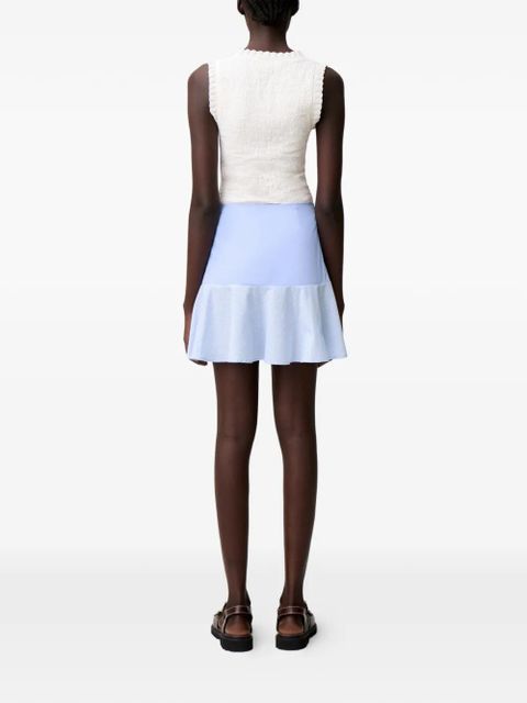 Claudie Pierlot embroidered striped-pattern A-line skirt - Blue