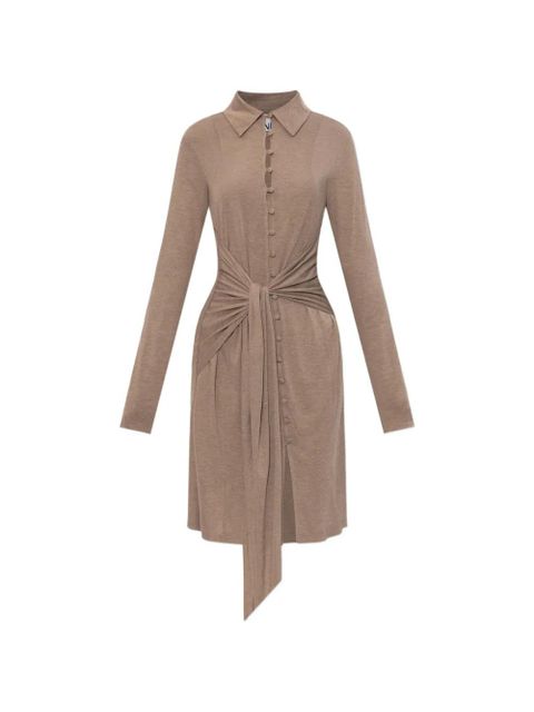 GANNI tie-detail button-up mini dress - Neutrals - zdjęcie produktu nr 1