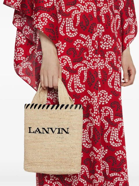 Lanvin logo-motif raffia tote bag - Neutrals