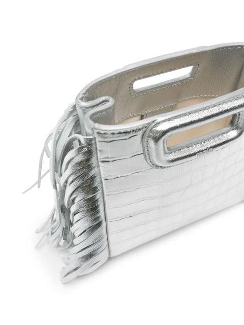 Maje mini M crocodile-embossed tote bag - Silver