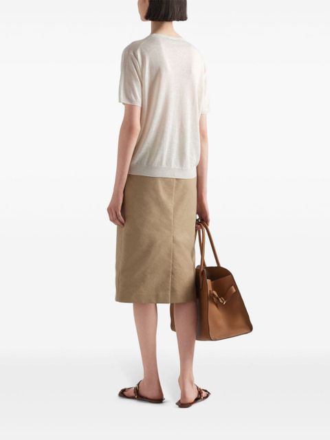 Prada logo-jacquard silk jumper - Neutrals